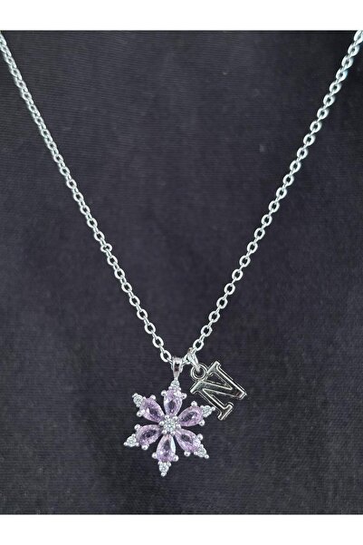 bijoux uniques قلادة نسائية من الفولاذ مرصعة بحجر الزركون الوردي على شكل زهرة...