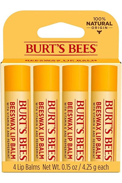 Burt's Bees بلسم شفاه مرطب طبيعي 100%، شمع نحل أصلي مع فيتامين E وزيت النعناع...