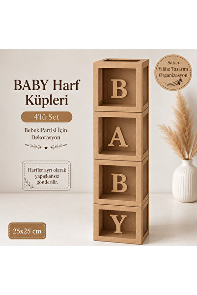 Genel Markalar BABY Harf Kutusu 4’lü Kraft Set 25x25 cm – Satıcı Yıldız Tasar...
