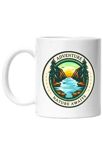 INOVATIX Cana alba personalizata, Adventure Nature Awaits,Pasari,Rau,Cascada,...