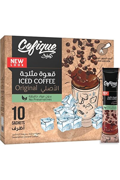 Cofique قهوة مثلجة بنكهة أصلية، 10 أكياس قهوة، 24 جرام لكل كيس، قهوة سريعة ال...