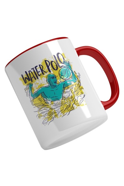 INOVATIX Personalized White Mug, Man In Pool With Water Polo Ball, Water Spor...