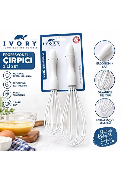 Profesyonel Çırpıcı 2’li Set – Beyaz Mutfak Çırpıcısı