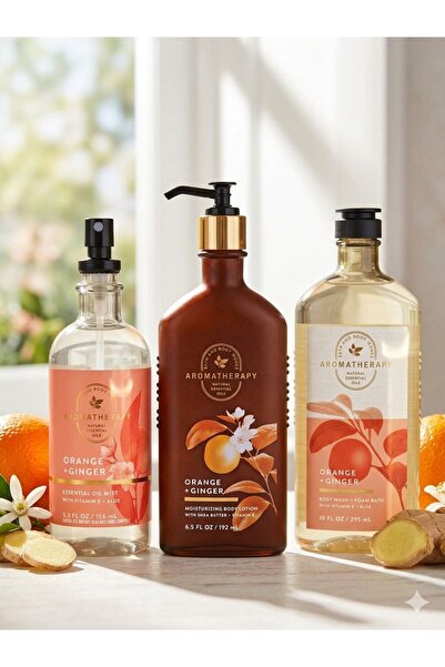 Bath and Body Works رذاذ عطري بالبرتقال والزنجبيل، لوشن وغسول للجسم