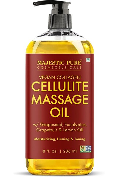 Majestic Pure Anti Cellulite Massage Oil - Vegan Collagen & Stem Cells, Cellu...