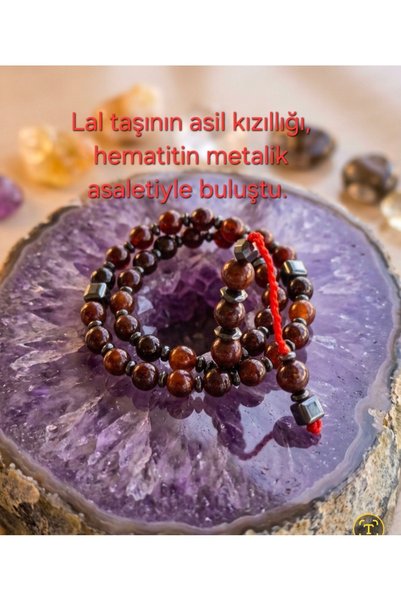 güleçdoğaltaş حجر الجول الطبيعي (الجارنيت) وحجر الهيماتيت، سبحة صلاة 6 ملم مك...