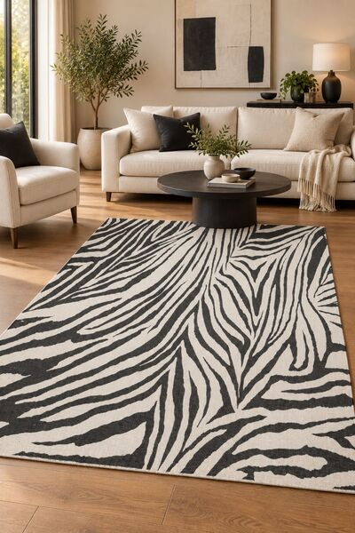 Oriente Home Zenya Serisi Zebra Desenli Şönil Makine Halısı Kaymaz Taban Salo...