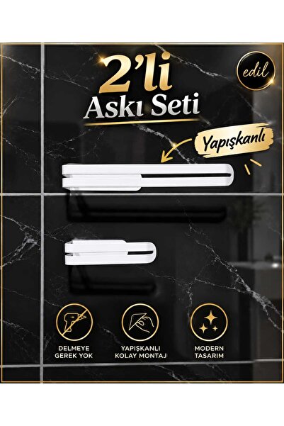 Havlu askısı ,Tuvalet kağıtlık,2 ürün birlikte banyo,tuvalet takımı,yapışkanlı,montaj gerektirmez