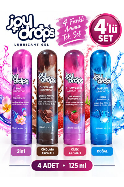 JoyDrops Joy Drops 4'lü Kayganlaştırıcı Jel Seti – 2in1, Çikolata, Çilek ve D...