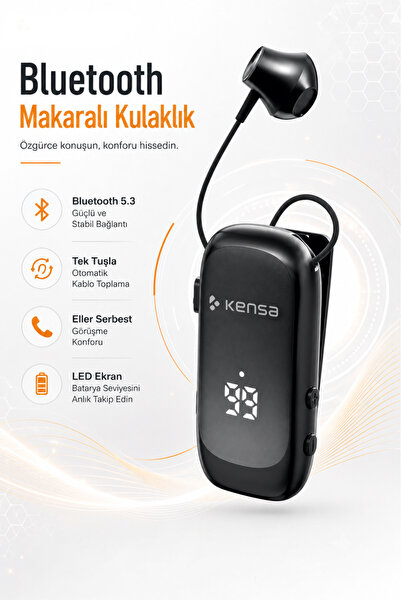Kensa Makaralı Kulaklık Bluetooth 6.0 | 20 Saat Konuşma | Dijital Ekran | Tit...