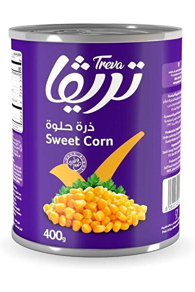 Treva ذرة حلوة، 400 جرام، حبوب ذرة كاملة معبأة في علب، غنية بالألياف والمغذيا...