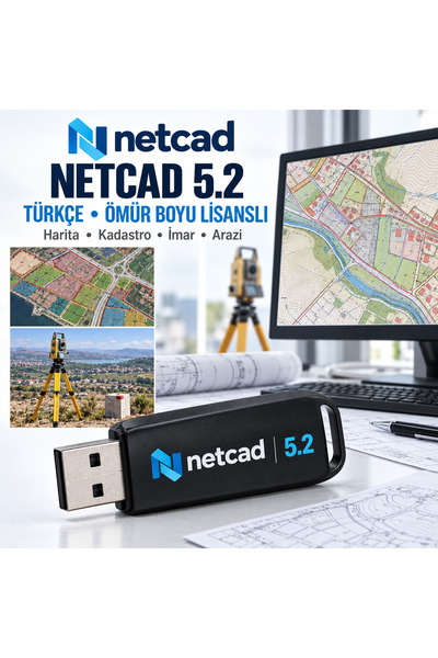 Uzaktanhocam Netcad 5.2 Türkçe Harita Kadastro İmar Programı Lisanslı USB Flash Bellek