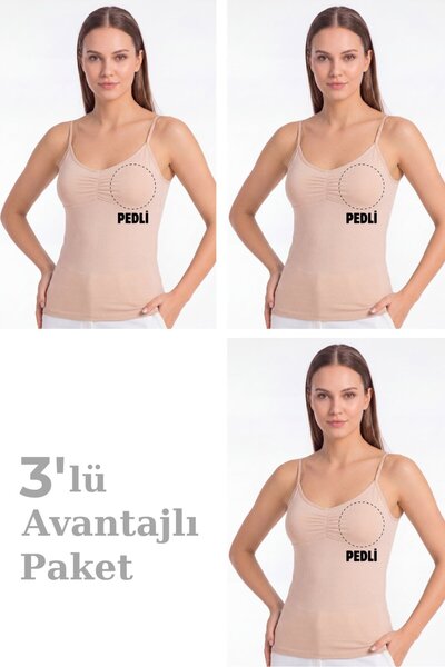 Arma Yıldız Kadın Büzgülü İp Askılı Pedli Atlet – Çıkarılabilir Pedli Pamuklu...