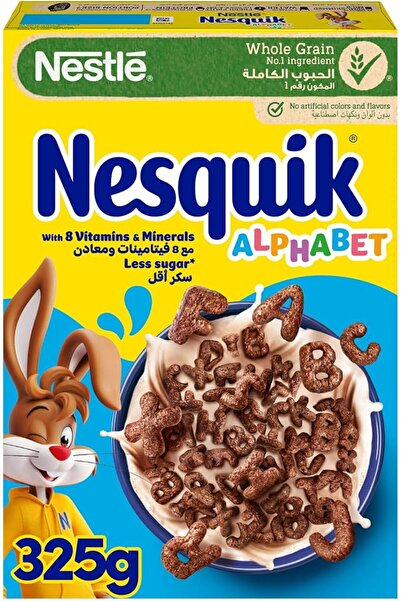 Nesquik حبوب الإفطار نستله ألفابيتس بالشوكولاتة، مصنوعة من الحبوب الكاملة، عب...