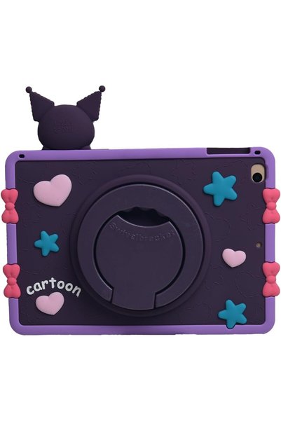 Generic Cartoon Case for iPad Pro 11/10.9" /iPad Air 4，MONEHOYSY Cute Soft Silicone Kickstand [Drop Proof,Shock Proof,Anti Slip] Back Stand Cover Case for Kids Children Teens Girls Boys (for Kuro-2)