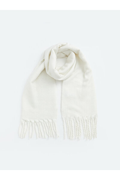LC Waikiki Vizyon New Season White Tasseled Women's Scarf
