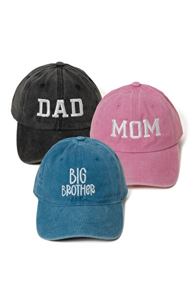 Nome Studio Nakışlı Mom Dad Big Brother Pembe Antrasit Turkuaz Şapka 3lü Pake...