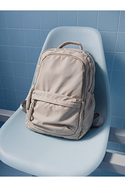 LC Waikiki Ozmarka New Season Gray Parachute Fabric Women's Backpack