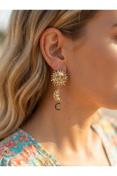 İNN JEWELLERY 316 L Çelik Küpe Ay Figürlü Renk Atmaz