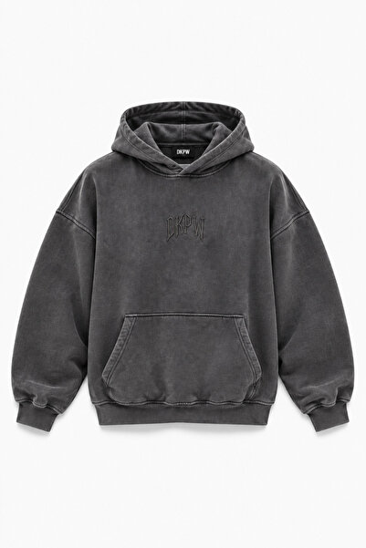 YIKAMALI DKPW GÖĞÜS NAKIŞ BASKILI KAPŞONLU SWEATSHIRT