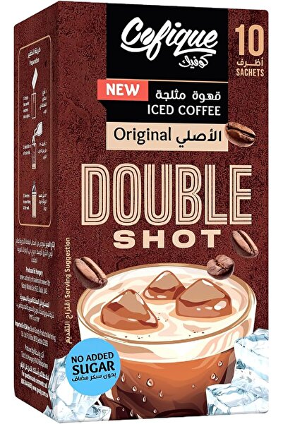 Cofique قهوة مثلجة دبل شوت بنكهة أصلية، 10 أكياس قهوة، 24 جرام لكل كيس، قهوة ...