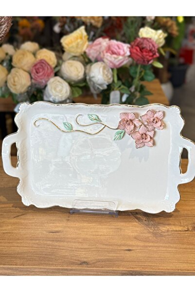 şirineşyalarım Lattea Porselen El Dekoru Sunum Tepsisi - 38 cm