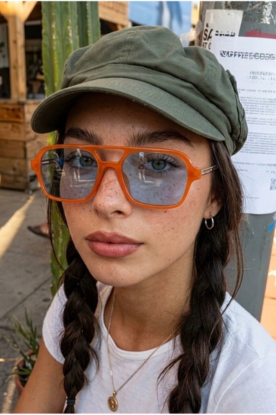 MACERATİ Swanky Lath Orange Framed Blue Unisex Ultra Light Uv400 Filtered Squ...