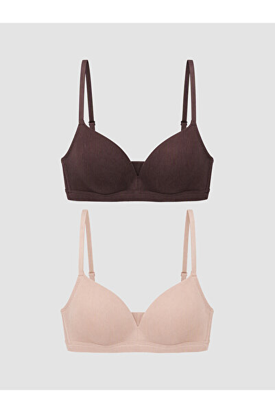 LC Waikiki Vizyon New Season Brown Non-Wired Non-Padded Triangle Bra Set of 2