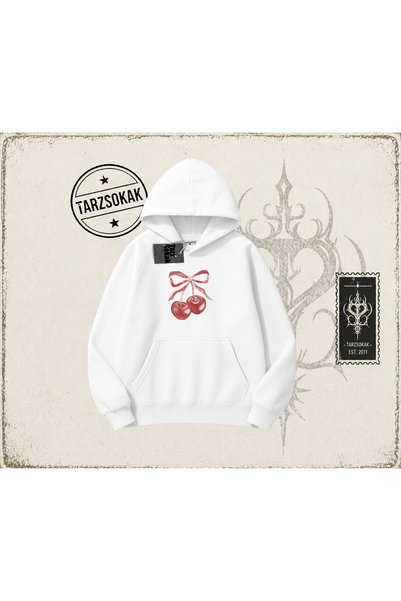Tarzsokak Unisex majica sa kapuljačom i trakom u boji trešnje, velika, unisex...