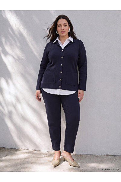 LC Waikiki Nevavm with a Difference Lcw Curve Navy Blue Large Size Women's Pl...
