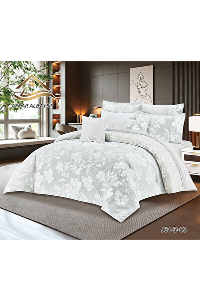 Afkar Albayet Luxury Jacquard Bridal Nefrane Bedspread 8 Pieces - Filled Duve...