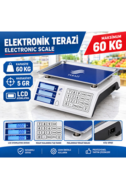 Netoc Bozyel 60 Kg Şarjlı Elektronik Dijital Bakkal Manav Market Pazarcı Ve K...