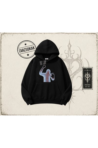 Tarzsokak Unisex Psycho Oversize unisex dukserica sa kapuljačom, bela