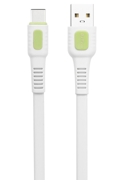 DETECH Καλώδιο USB 2.0 USB-C αρσενικό - USB-A αρσενικό DE-C36C Πλακέ Λευκό 1μ...