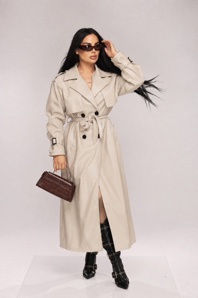 Demhana Boutique Οικολογική δερμάτινη καμπαρντίνα