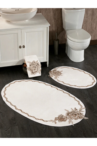Güzide Anastasia Banyo Paspası 3 Parça - EKRU