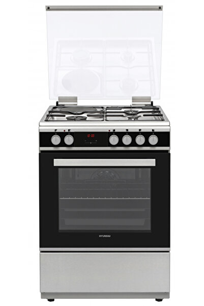 Hyundai HCGC25V-72631E/X Ασημί Φούρνος με πολυλειτουργικό φούρνο, μικτές εστί...
