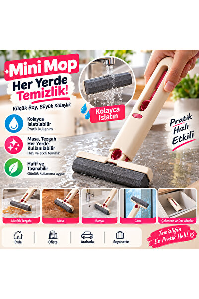 KEA Mini Mop 26 cm Süngerli Temizlik Mopu – Masa, Tezgah, Cam ve Mutfak Yüzey...