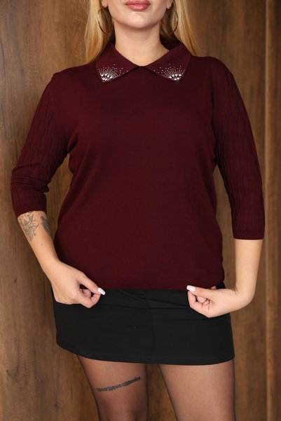 Siyezen Pulover din bumbac mercerizat cu guler polo