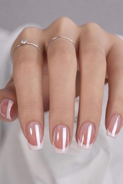 AZUREBEAUTY أظافر صناعية قصيرة مربعة الشكل، بتصميم فرنسي كروم، 32 قطعة بـ 16 ...