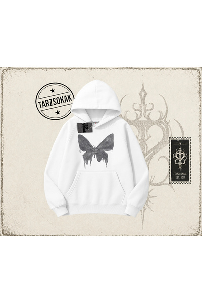 Tarzsokak Unisex Fly Zone Oversize unisex dukserica sa kapuljačom, bela