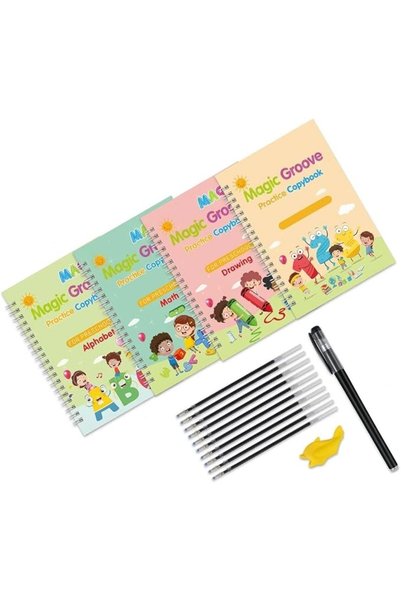 TERRIFI Magic Practice Copybook Set for Kids Reusable Writing Practice Book f...