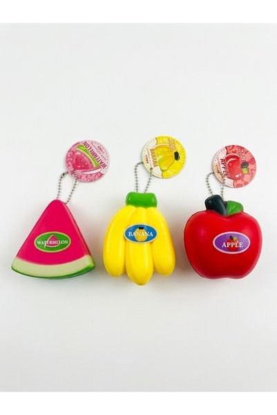 HOME MODE Kids Fruit Squish Set: Kawaii Apple, Banana & Watermelon Stress Rel...