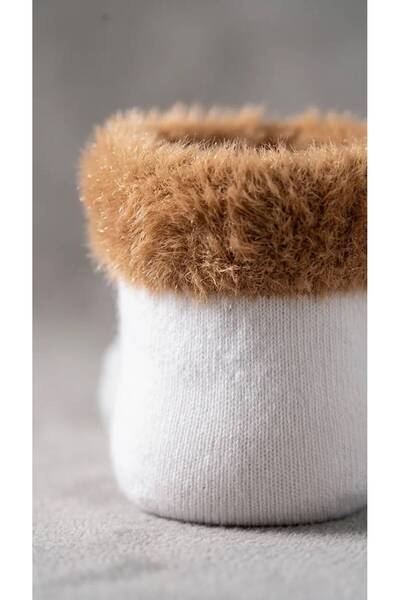 ESER Women's Plush Detailed Winter Socks Set of 3 |   White – Gray – Black