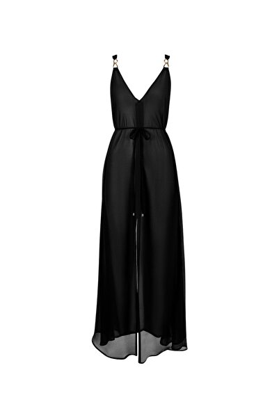 Aubade Beach Walk Long Dress with Crossed Back Detail and Gold Accessories