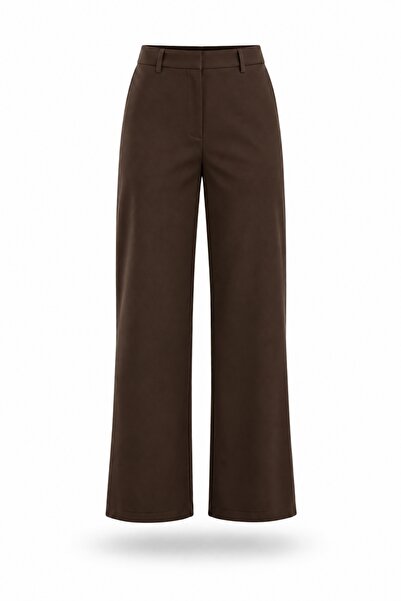 5in1Canpolat Bitter Brown Straight Cut Fabric Trousers 9980