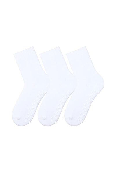 MEM SOCKS Комплект от 3 броя памучни (дебели) едноцветни детски чорапи без ше...
