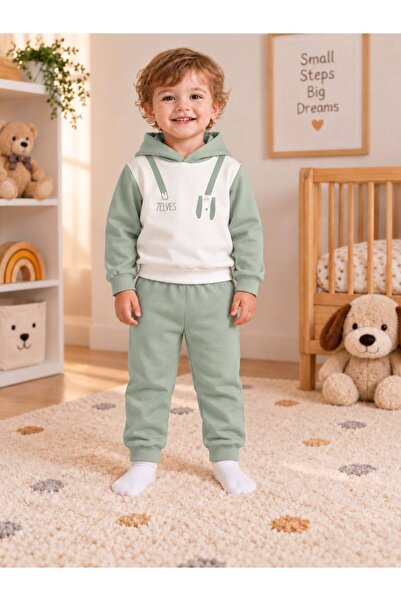 DIMPLE BABY Kapüşonlu Animal Desenli Alt Üst Bebek Takımı