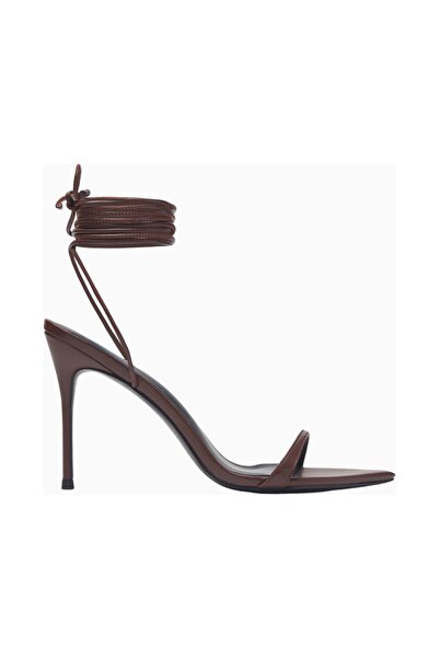 FEMME LA Lyra Vegan Leather Thin Band, 100mm High Heel Sandals