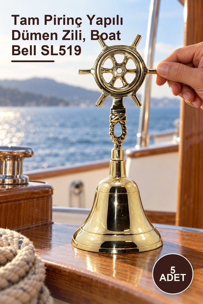 Yenilig 5 Adet Pirinç Dümen El Çanı – Tam Pirinç Yapılı Dümen Zili, Boat Bell SL519